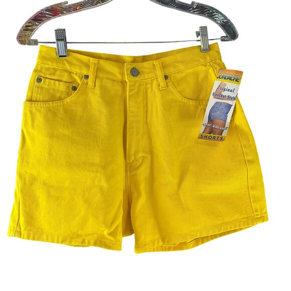 NOS Jordache Vintage Bright Yellow Denim Shorts NWT Size 11/12 - Picture 1 of 5